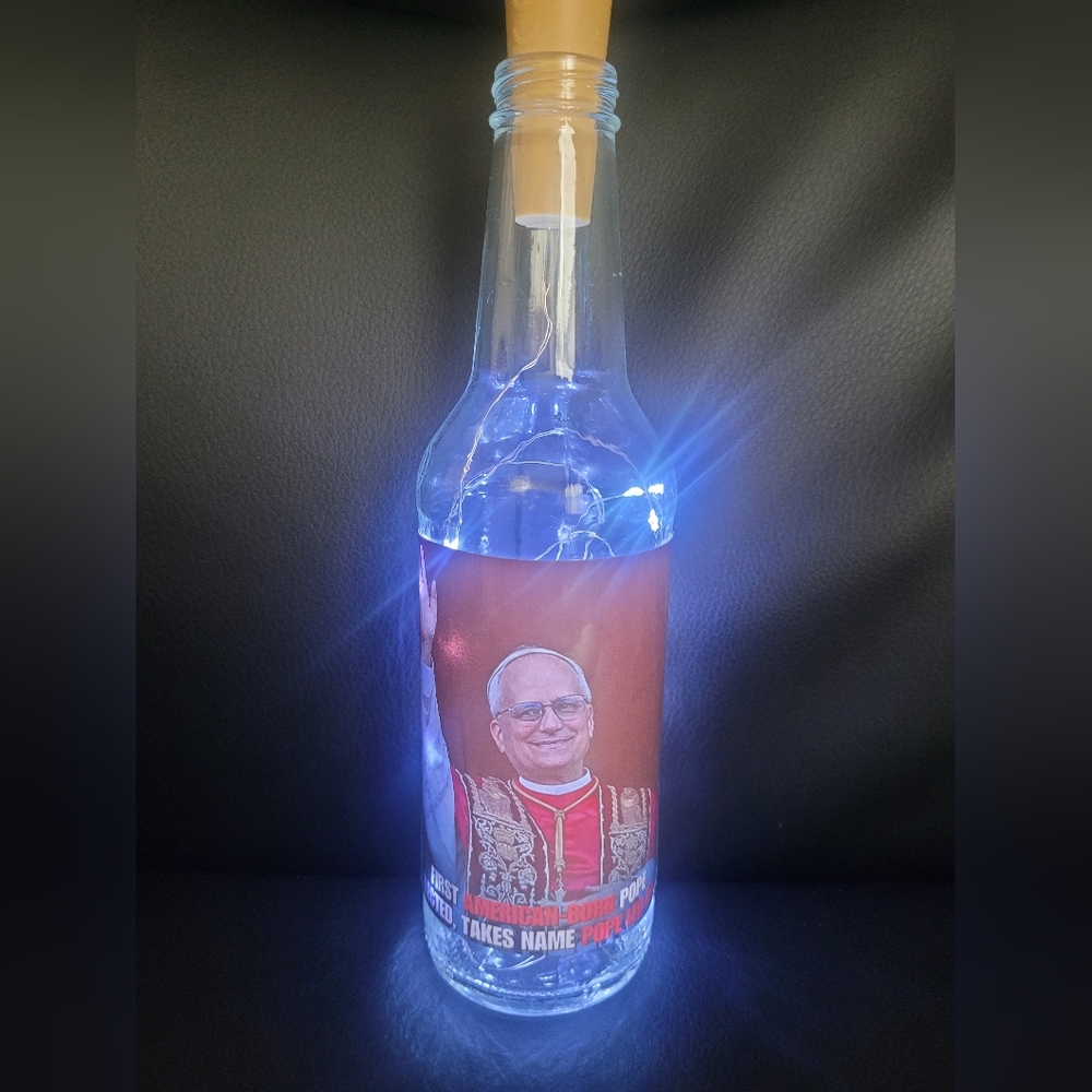POPE LEO XIV COLLECTIBLE LIGHTED BOTTLES WITH LED CORK LIGHTS